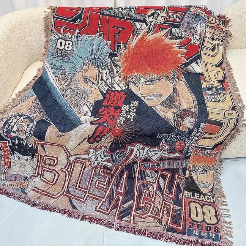 Anime Demon Woven Jacquard  Tapestry Tassel Blanket