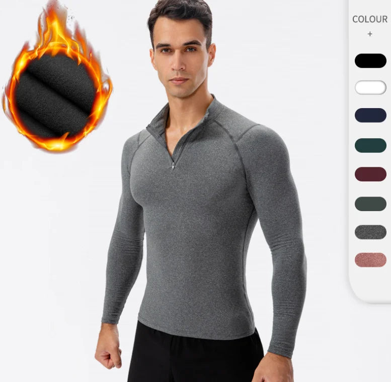Men's Thermal Compression Shirt Winter Warm Long Sleeve  Top Sport Fitness Base Layer