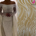 HY2375 Luxury 3d Beaded Pearls Pure White Lace Sequins With Beads for Wedding Dress Bridal French Lace