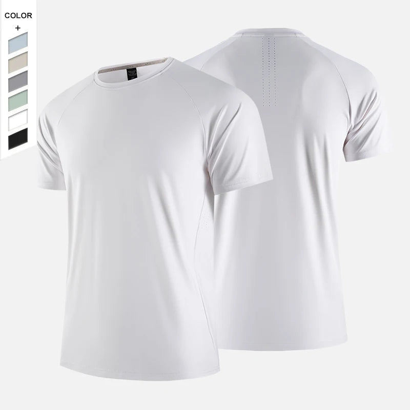 2024 New Ice Silk T-shirt Quick Drying T-shirt Polylon Multi-color Couple Short Sleeve Summer Big Size Loose Leisure Sports