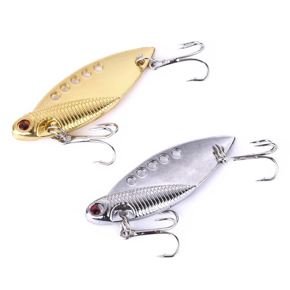 Wholesale VIB011 5cm 11g Artificial Hard Metal Vibration Baits Golden Silver Colors VIB Fishing Lures