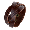Wholesale Vintage Genuine Leather Bracelet Men Wide Retro Simple Braid Cuff Bracelet Gifts