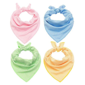 Custom Cooling Triangle Pet Dog Bandana Plaid Design Soft Scarf Bandana for Dogs Cats in Summer