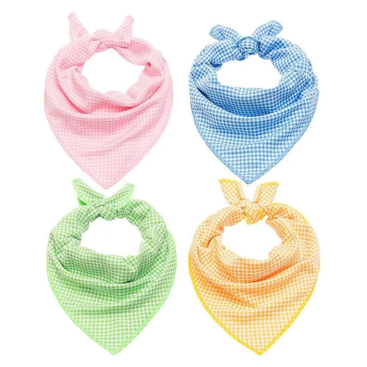 Custom Cooling Triangle Pet Dog Bandana Plaid Design Soft Scarf Bandana for Dogs Cats in Summer