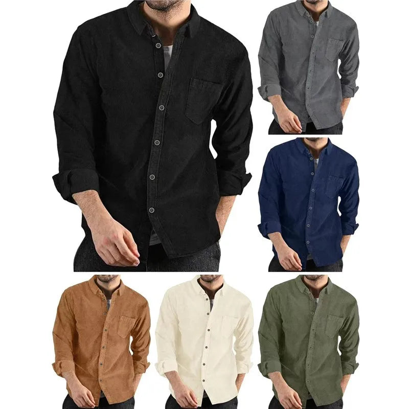 New Corduroy Varsity Jacket for Men Solid Jacket for Men Turn-down Collar Coats for Men Turn-down Collar Casual and Stylish Coat