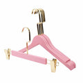 Manufacturer New Style Lady Clothes Display Custom pink Wooden Hangers with Gold Hook for Clothing Shop