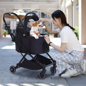 2024 New Design Outdoor Foldable Pet Trolley With 4 Wheels Multifunctional Breathable Pet Stroller Dog Cat Cart