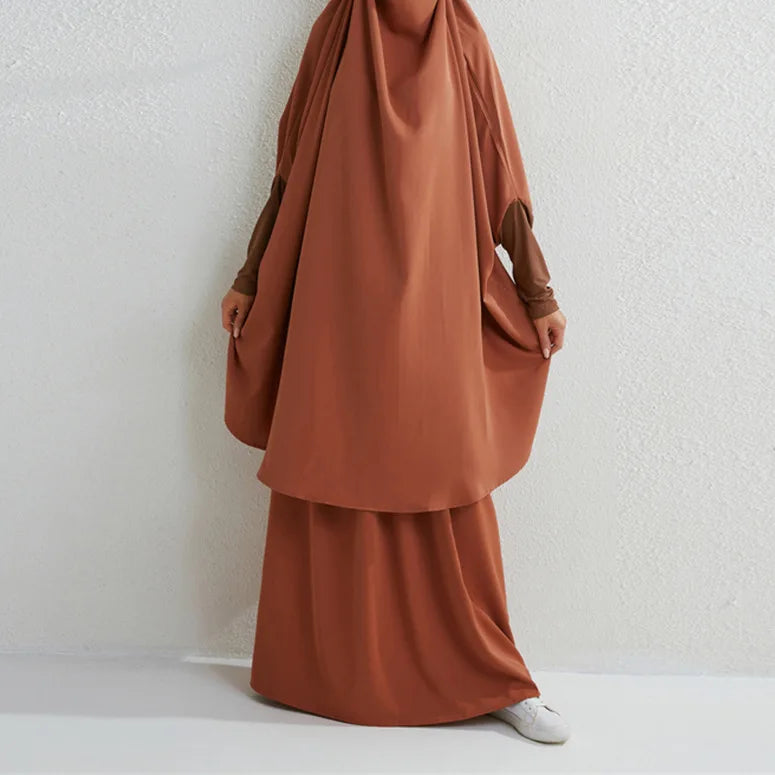 Nabi Ashura Borka Muslim Popular High Quality Fashionable Graceful Solid Color Two Pieces Jilbab Latest Long Sleeve