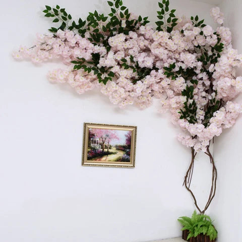 Indoor Artificial Vine Rattan Wedding Simulation Cherry Blossom Tree Branches Background Home Restaurant Bar Decoration