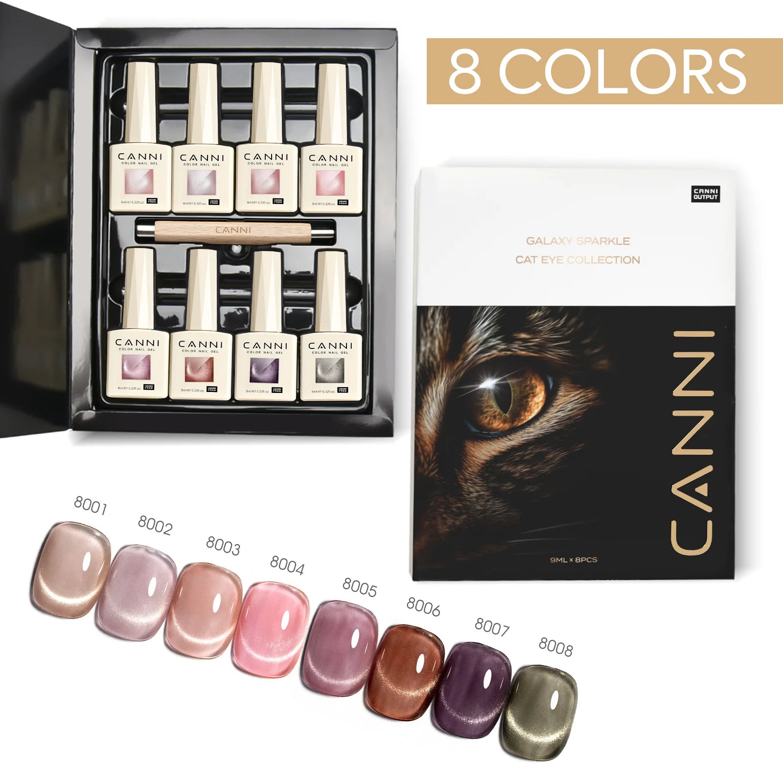 Cat Eye Series Hema Free Uv Gel Nail Polish Enamel Gel Set 8pcs/lot Canni Factory Uv Gel Kit cat Eye Gel Polish