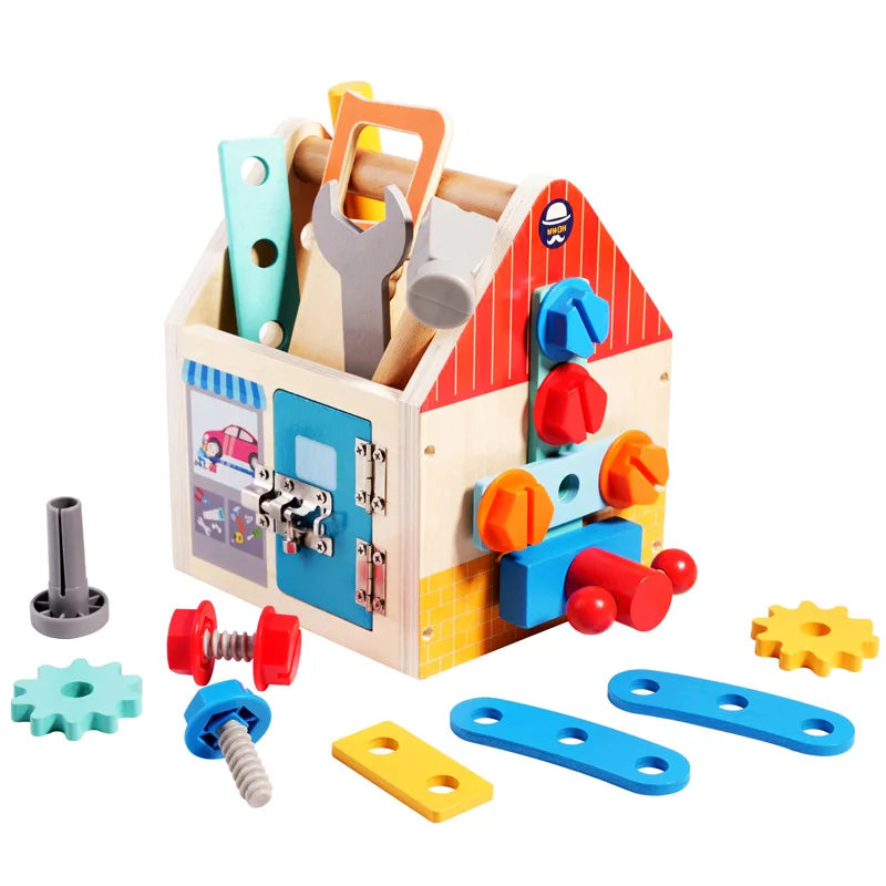 Children's Mind Wooden DIY Workbench Tool Kit Set Educational Learning Playing Tools Box Fix It Toys for Kids Vehicles