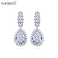 LUOTEEMI Wholesale Duchess 's love Water Drop Shaped CZ Diamond Zircon Women Luxury Bridal Drop Earrings