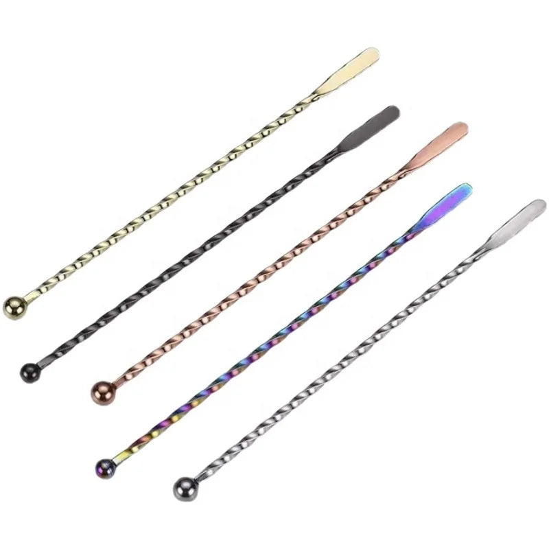Custom Professional 304 Stainless Steel Gold Spoon Drink Cocktail Bar Sticks Stirrer Metal Stirrer for Bartenders