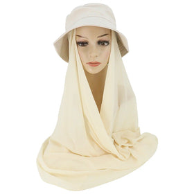 Fashion Bucket Hat Headscarf Set for Muslim Women Chiffon Instant Hijab Cap