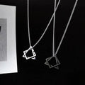 SC Minimalist Stainless Steel Men Necklace Trendy Hip Hop Black Silver Geometric Triangle Square Combination Pendant Necklace