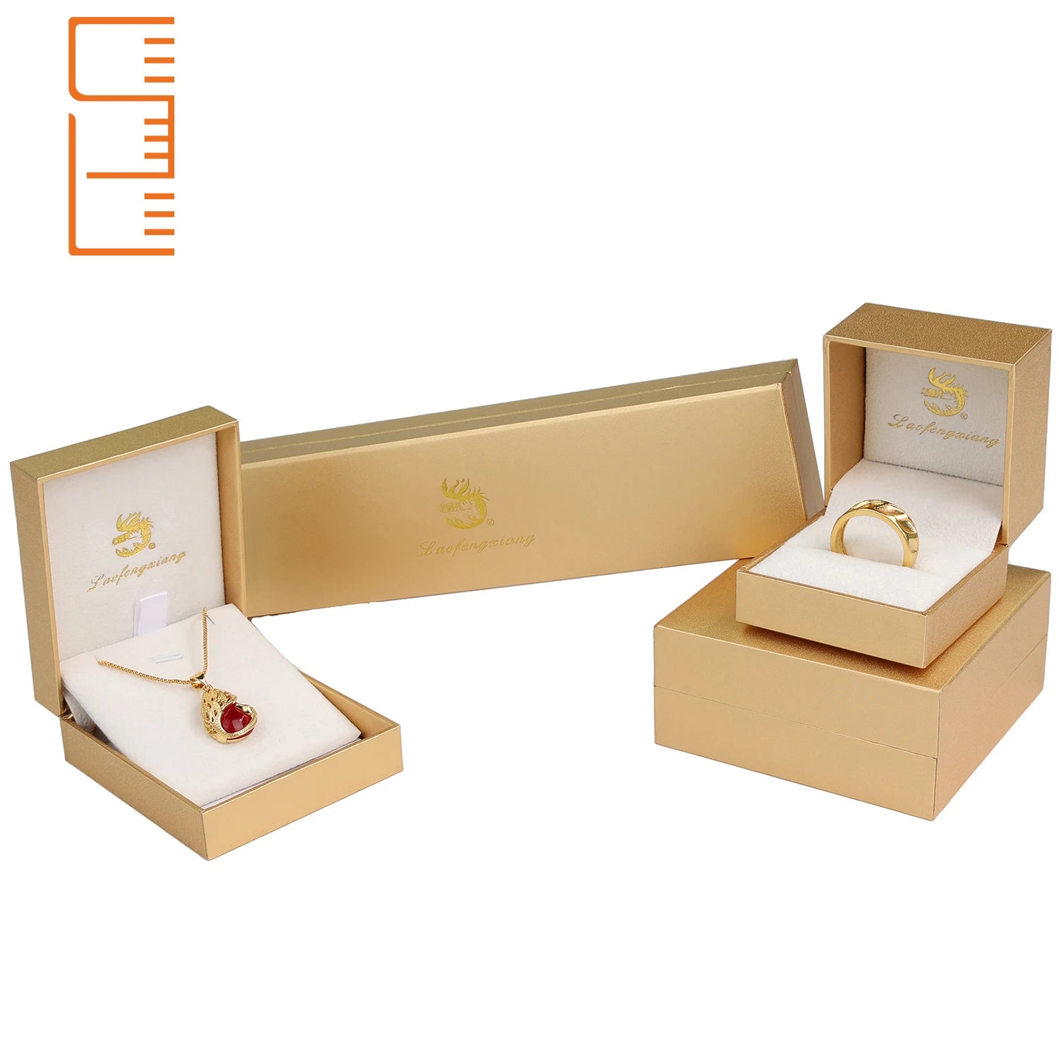 Custom Logo Luxury Jewelry Packaging Chain Ring Set Drawer Box with PU/Velvet & Leather Exterior Customizable Surface Finish