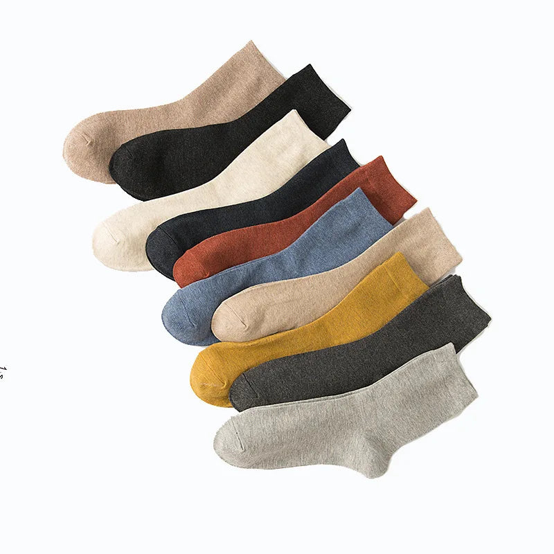 Men's High-End Business Cotton Tube Socks Fashion Solid Sweat-Absorbent and Deodorant Crew Independent Packaging for Summer