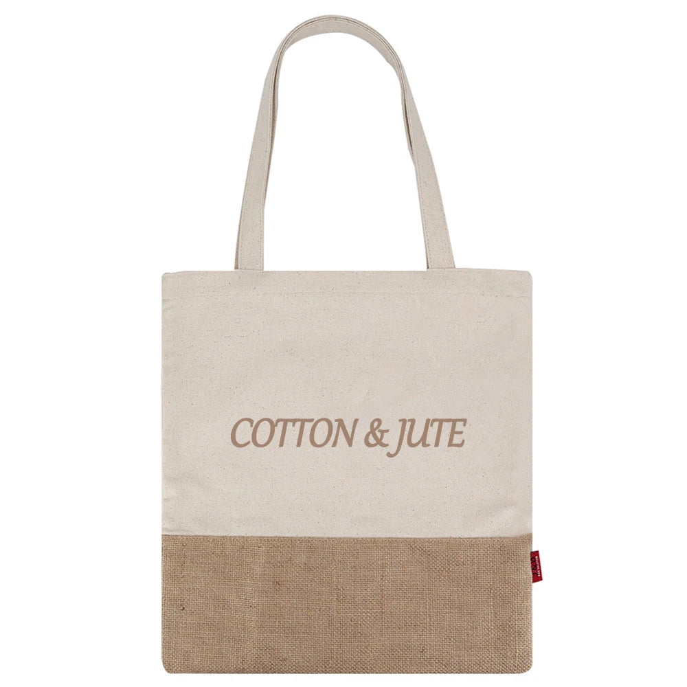 Natural Organic Cotton Joint Jute Hemp Shopping Tote Bag Boutique Outdoor Shoulder Grocery Shop Carrying Bags