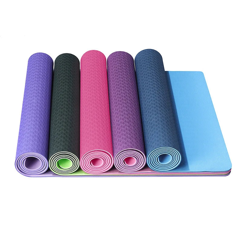 Eco Friendly Cushioned Yoga Mat Non-Skid Dual Surface Workout Mat Perfect Exercise Mat for Pilates Yoga and Floor Workouts.