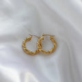Fenny 18K PVD Plated Wholesale New Hot Seller Three Rows Rope Twisted Chain Stainless Steel Hoop Earring for Women