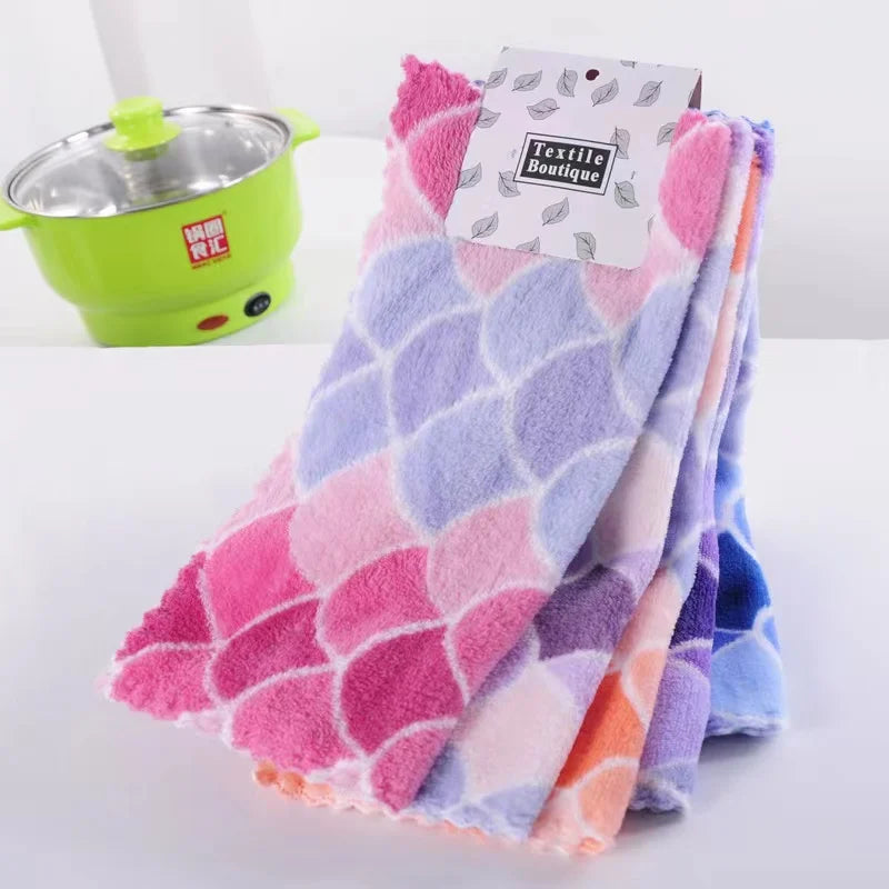Scratch Free Polishing Microfiber Coral Fleece Sublimation Waffle Eco-friendly Reusable Soft Comfortable Plain Kitchen Cleaning