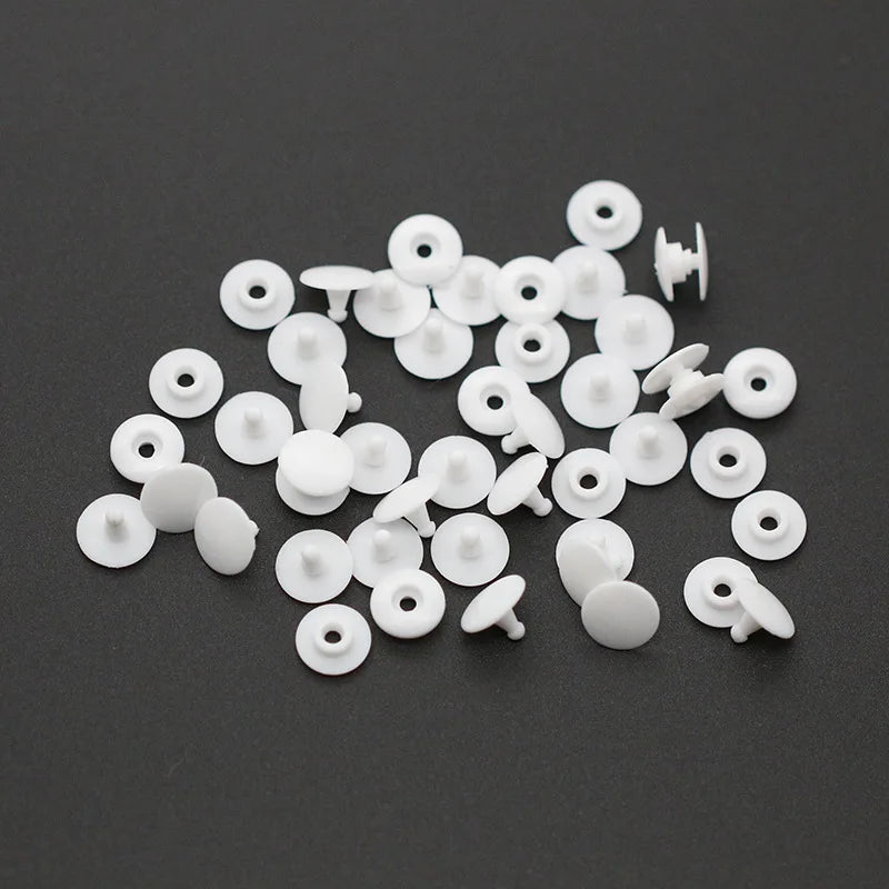Two-Part White Resin Plastic Wristband Lock Press Snap Button Shank Style with Bead Decoration Plating Technique