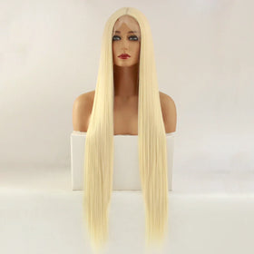 30 Inches Color 613 Hair Wigs Classic Full Quality Blonde Long Lace Front Heat Resistant Synthetic Wig With Frontal