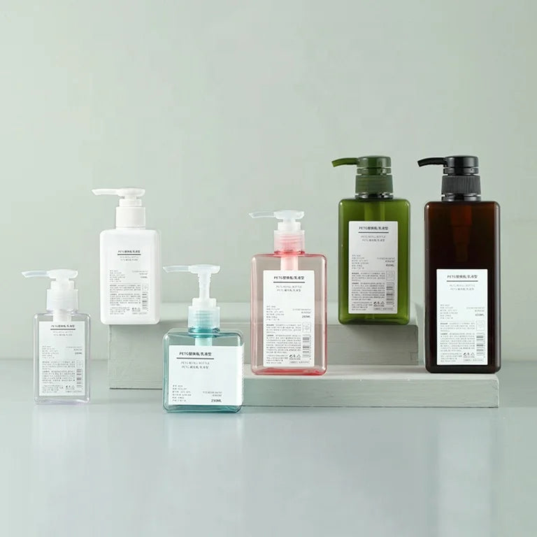 100ml 150ml 250ml 280ml 450ml 650ml PETG Square Pump Bottle Gel Lotion Empty Bottle Cosmetic Packaging