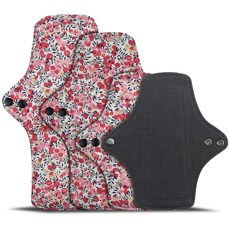 Cotton Woman Sanitary Napkin Cloth Reusable Menstrual Pad Panty Liner Winged Super High Absorbency