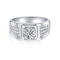 Factory Wholesale 925 Sterling Silver Original 1 Carat Round Cut Genuine Test D Color Moissanite Ring for Men Fine Jewelry