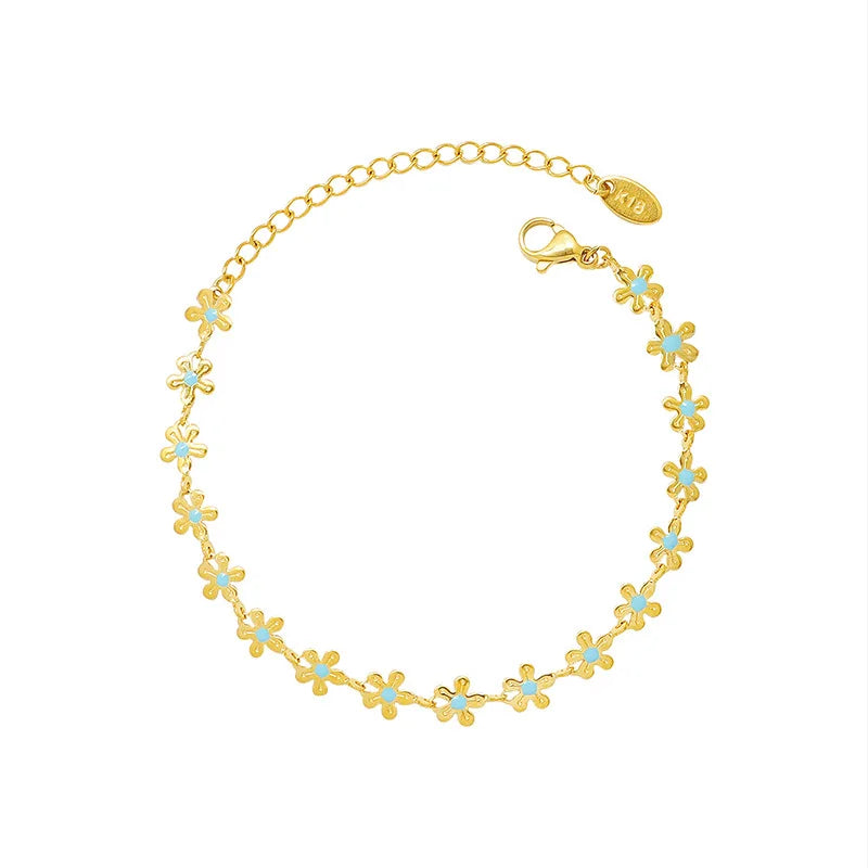 Wholesale Classic Simple New Desig 18K Gold Plated Classic Fashion Bracelet  Stainless Steel Flower Bracelet Bangle for Woman