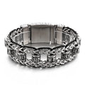 KALEN Mens Retro Stainless Steel&Cowhide Link Bracelet With Ancient Ethnic Symbols Charms