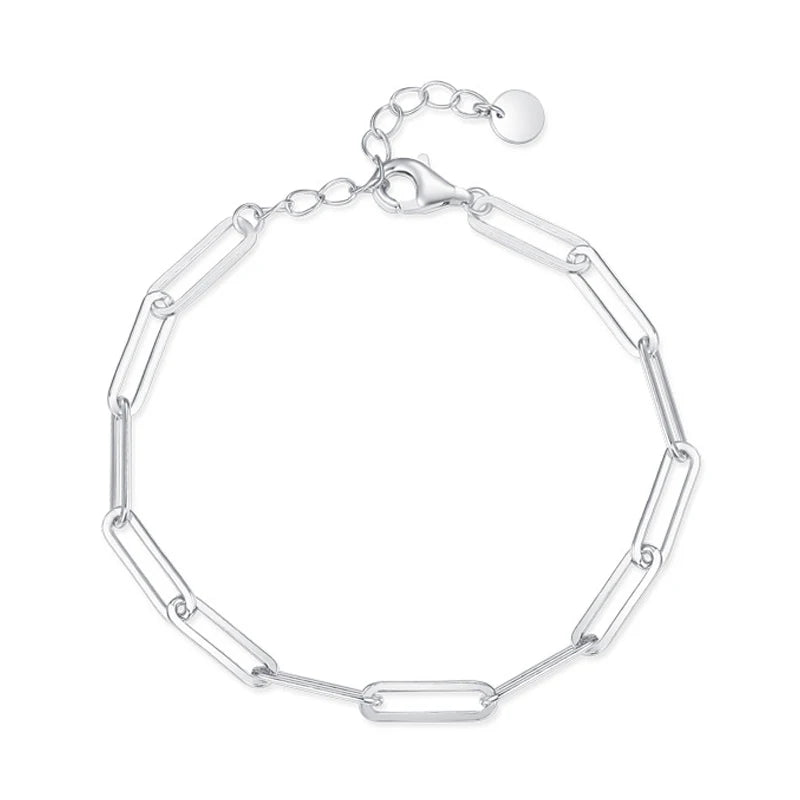 SL1652 925 Sterling Silver Simple Hollow Out Geometric Bracelets for Women Trendy Chain Bracelets Party Accessories Fine Jewelry