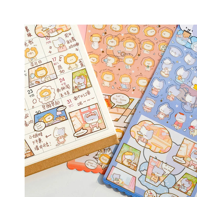 Nekoni Cartoon Sticker Animal Stickers Cute Decal Decorative Adhesive Decals for PVC Vinyl Kawaii Stickers