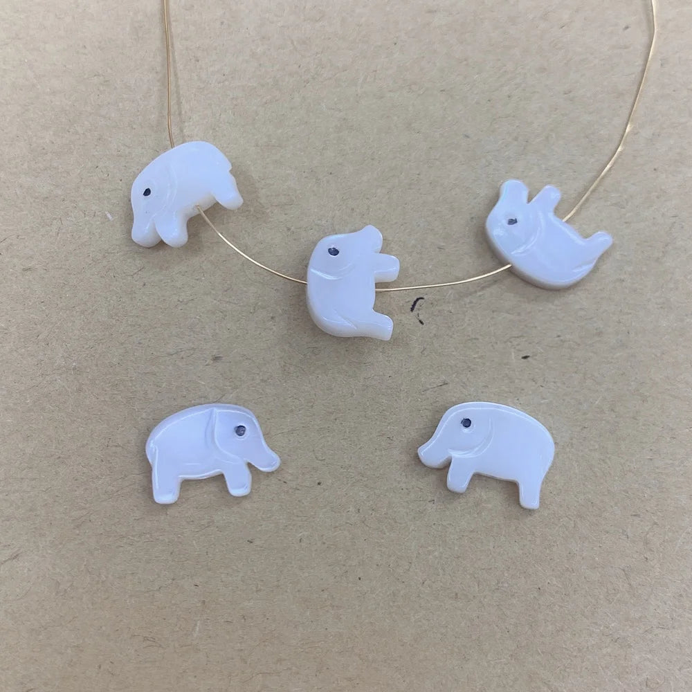 Wholesale Custom Natural Sea Shell Animal Elephant Beads Charms for Jewelry Making Diy Accessories