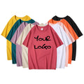 Wholesale Summer Spring Custom Logo Loose Cotton  Oversized Drop Shoulder T Shirt Blank Plain Round Neck T-Shirt for Men