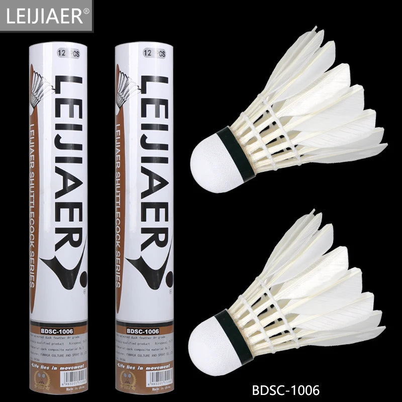 Leijiaer 1006 Fast Badminton Shuttlecock Durable Duck Feather Shuttlecock Manufacture  Badminton Ball Customs