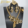 African Dubai Luxury 18K Gold Plated Leopard Necklace Earrings Ring Bracelet Ethnic Jewelry Sets for Women MegaBDM