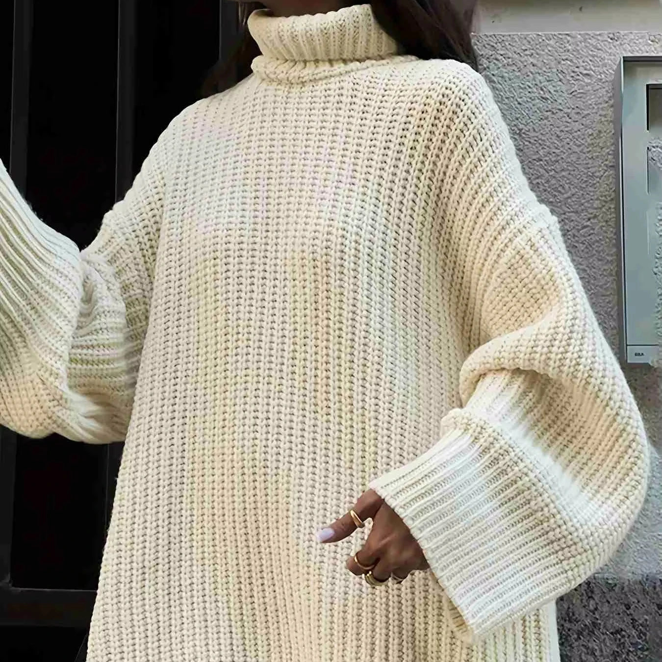 Customize Winter Double Breasted Front Logo Women's Sweater Dress Casual Long Knitted Artificial Cashmere