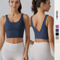Custom Logo Breathable V Back Sports Bra Crop Top Yoga Fitness Longline Sleeveless Sports Bra With Built-in Pads