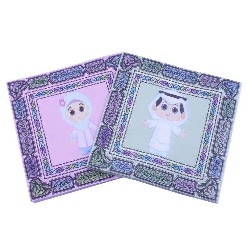 20Pcs Disposable Muslim Napkins Tissue Paper Tableware Decor for Eid Mubarak Happy Ramadan Party Supplies Christmas Graduation