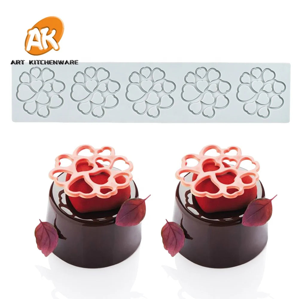 AK Sugar Craft Silicone Pad Geometric Pattern Leaves Design Lace Mat Chocolate Molds Dessert Fondant Cake Decorating Moulds