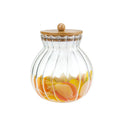 Transparent Empty Pumpkin Shaped clear Glass Storage Jar with Bamboo Lids for Kitchen