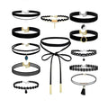Wholesale Bulk Different Black Lace Velvet Necklace 12 Piece Choker Necklace Sets for Women