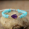 Delicate Hand Woven Bracelet Crystal Clear Natural Stone Purple Crystal Drop Blue Jade Bracelet for Women