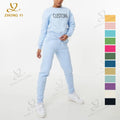 2024 Custom OEM ODM Heavyweight T-Shirt Pullover Knit Ribbed Blank Corded Crew Graphic Oversized Crewneck Women Sweatshirt Sets