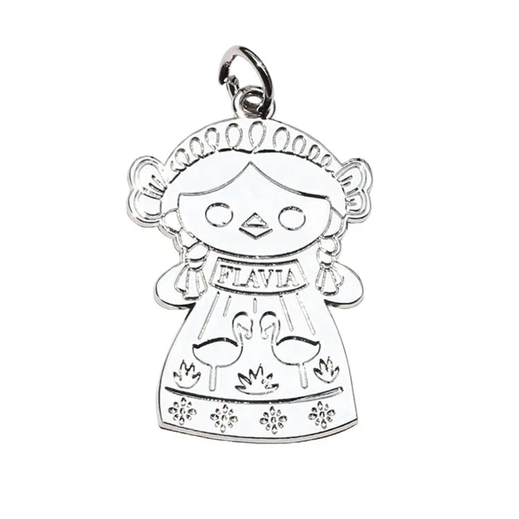 Customized Silver Plated Metal Tags Cute Christian Jewelry Fitting with Adjustable Rings Embossed Charms Brand Logos Included