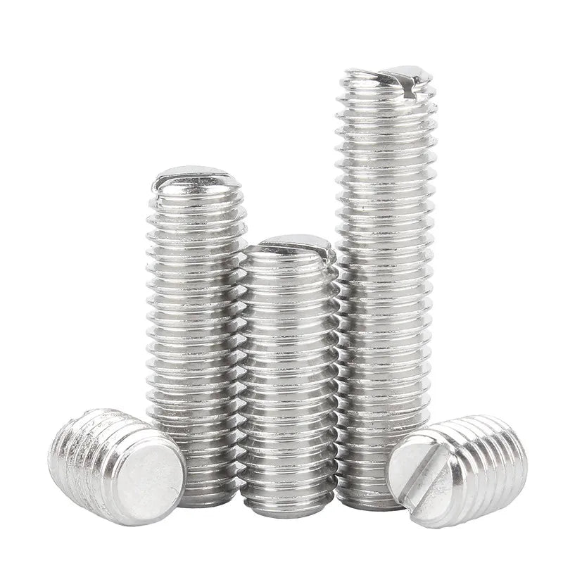 DIN 551 M1 M1.4 X 8mm M2 M3 M4 M5 M6 to M12 Stainless Steel Grub Screws Flat Point Headless Slotted Set Screws