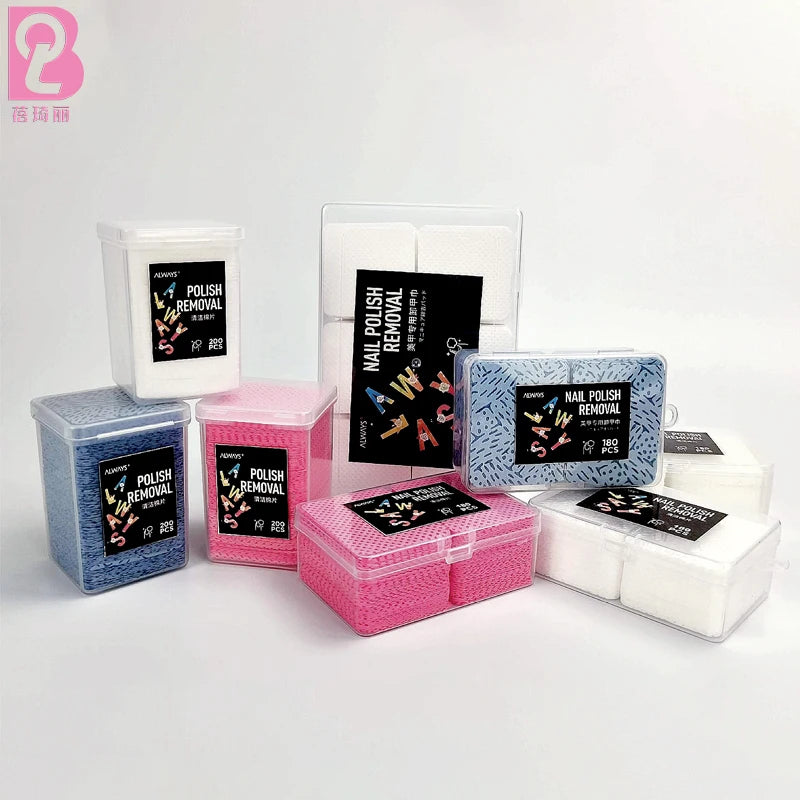 Beiqili 200 Pcs Non-Woven Wiping Cloth Nail Polish Wipe & Eyelash Glue Cleaner Tool with Bottle Nail Supplies 4 Colors