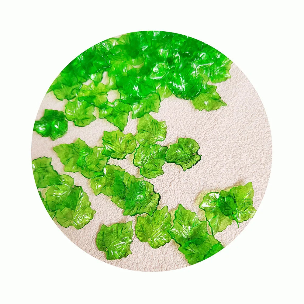 Hot Sell Jewelry Bead Green Leaf Charms Gifts and Craft Acrylic Small Beads for Jewelry Making